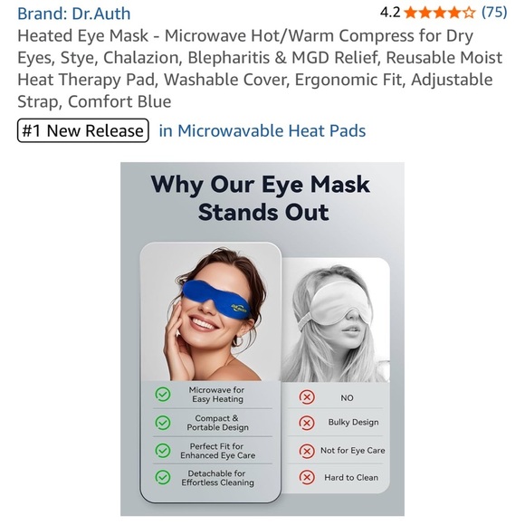 Dr.Auth Heated Eye Mask - Comfort Blue - Picture 2 of 9